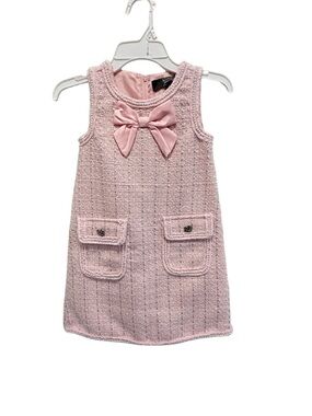 Pink Bow Tweed Girls' Dress